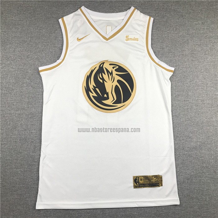 Camiseta Golden Edition Dallas Mavericks Luka Doncic NO 77 Blanco